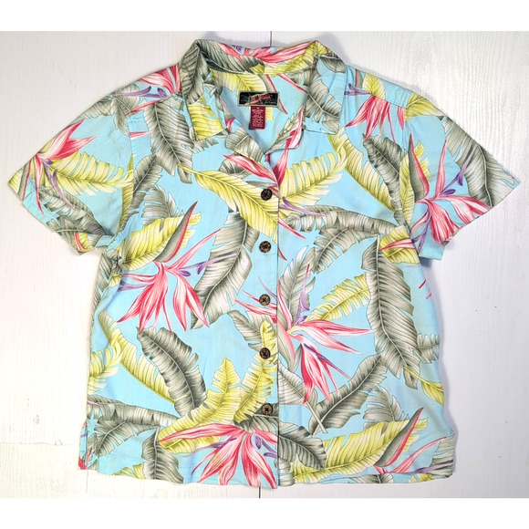 La Cabana Hawaiian Shirt Men’s M Blue Floral Rayon Button Down Tropical - Picture 1 of 10